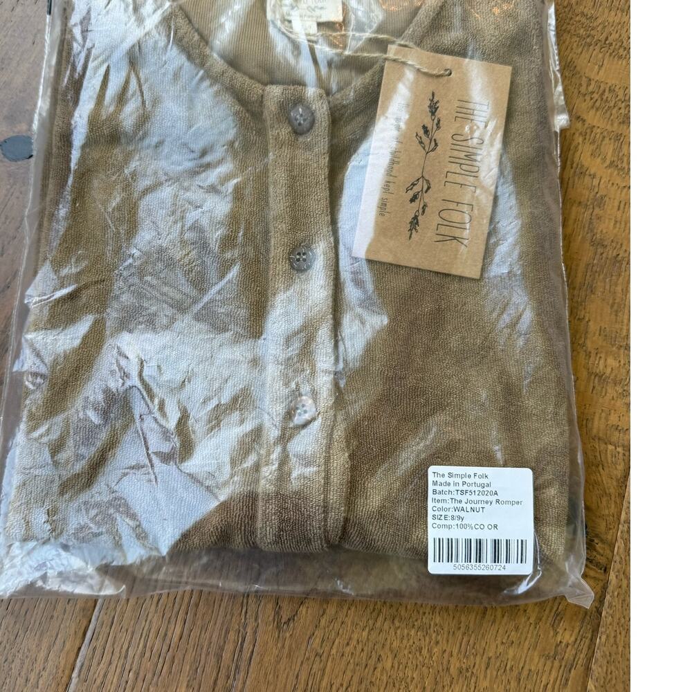 The Simple Folk Journey Romper Fleece One Piece Walnut Brown Buttons 8-9 y NWT - Picture 3 of 5